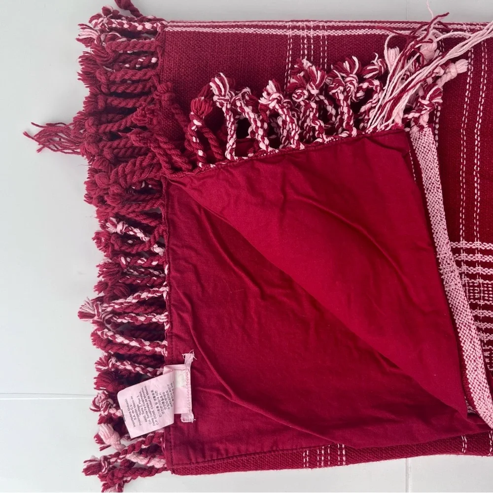 Pottery Barn Table Cloth Throw Watson Red Plaid 50x50 100% Cotton Holiday Classi